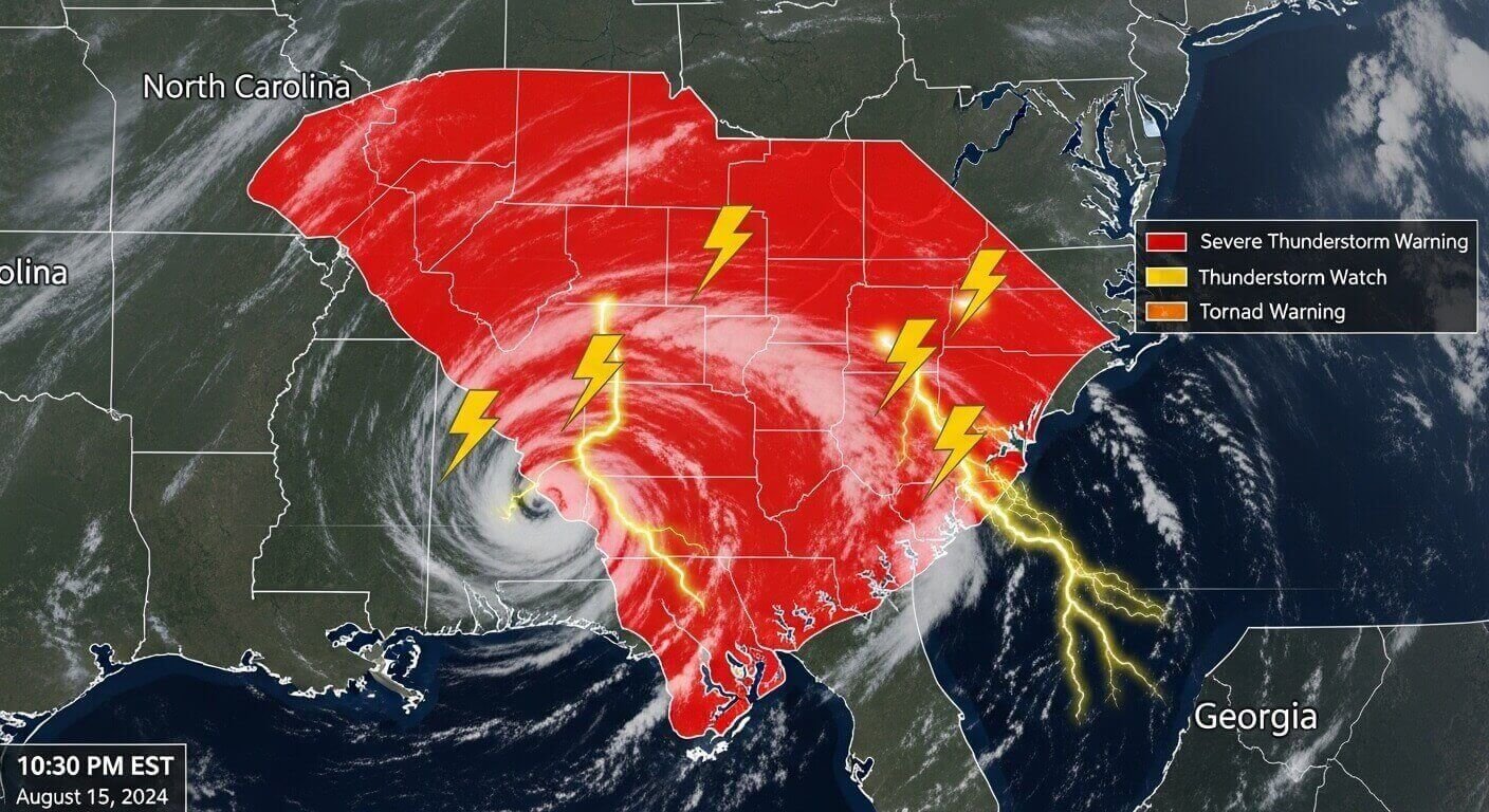 Current Severe Thunderstorm Alerts in South Carolina