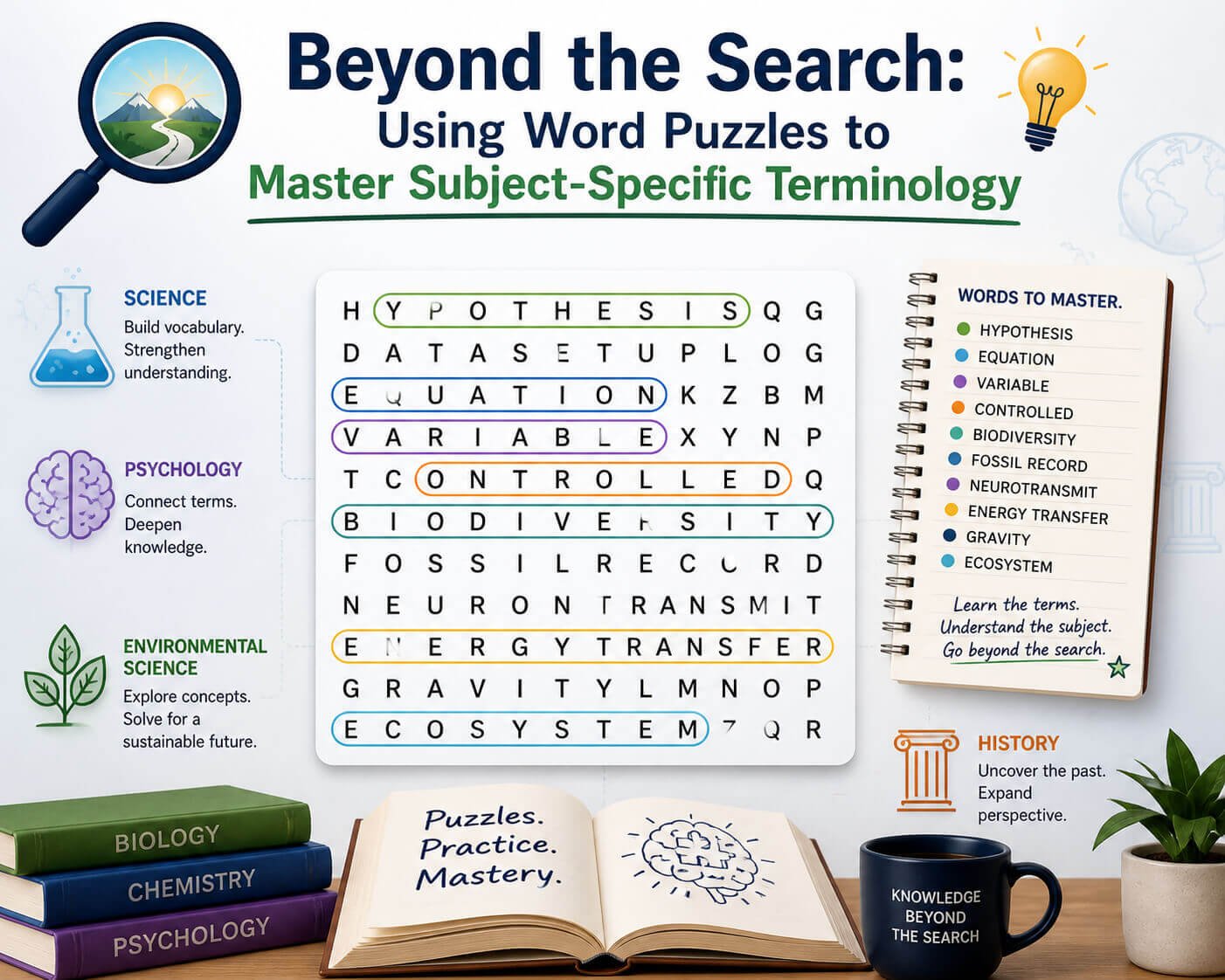 Beyond the Search: Using Word Puzzles to Master Subject-Specific Terminology